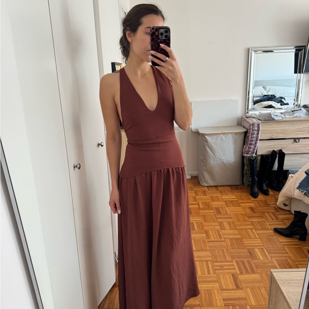 Zara Brown Halter Midi Dress